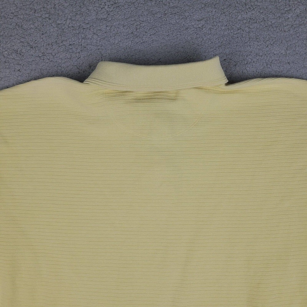 Tommy Bahama‎ Polo Shirt Mens XL Yellow Ribbed Striped Silk Cotton Short Sleeve - Picture 6 of 10